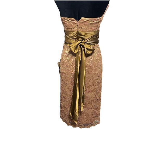 Y2K Nicole Miller Metallic Lace Strapless Dress Sz 6 Bodycon Cocktail Wedding - Picture 8 of 13